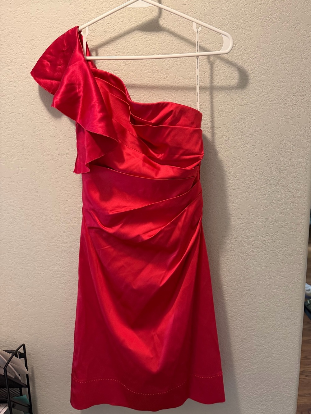 Phoebe Couture One-Shoulder Hot Pink Cocktail Dress